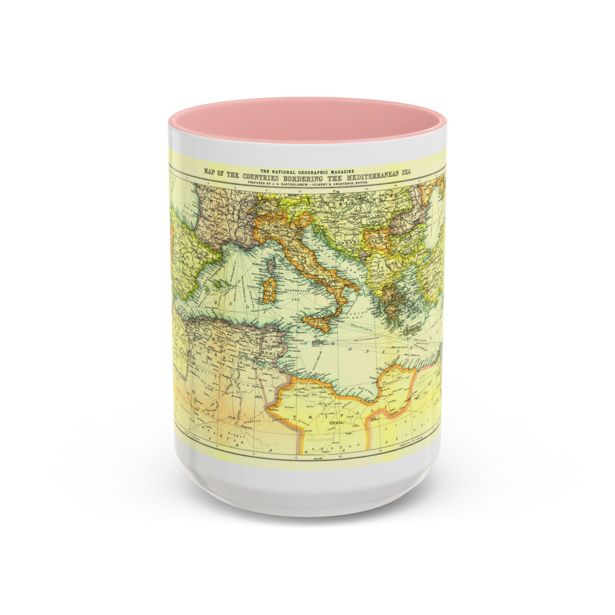 Mediterranean - Countries Bordering the (1912) (Map) Accent Coffee Mug