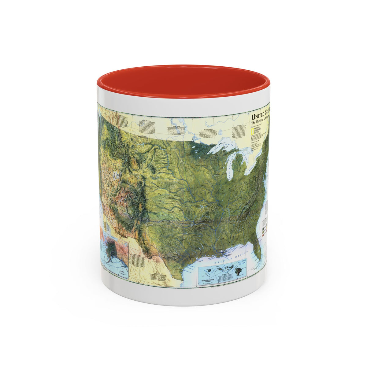 USA - The Physical Landscape (1996) (Map) Accent Coffee Mug