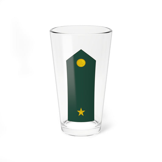 Dark green pointed shoulder board with a gold crown badge at the top and a gold interlaced star near the base.