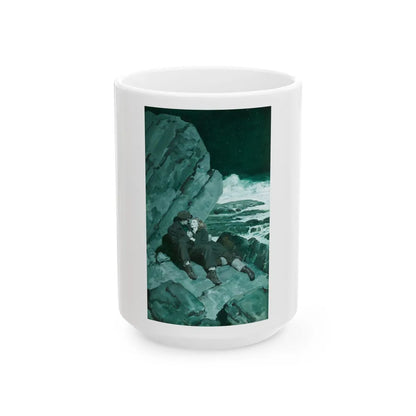 Couple on Rocks, Saturday Evening Post illustration, 1942 - White Coffee Mug-15oz-Go Mug Yourself