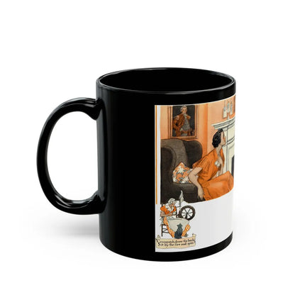 By the Fire, 1934 - Black Coffee Mug-Go Mug Yourself