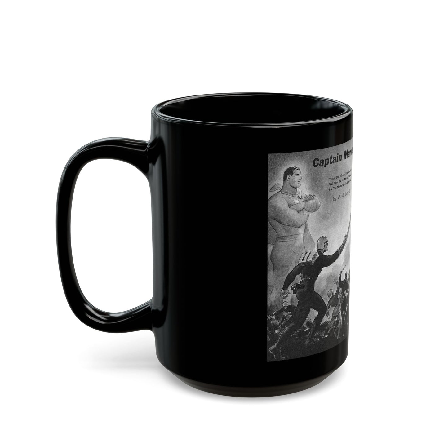 Captain Marvel Troops for America, Mechanix Illustrated, December 1941 - Black Coffee Mug-Go Mug Yourself