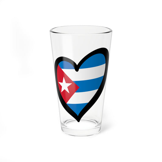 Bold heart-shaped graphic filled with the Cuban flag, outlined thickly in black, with a red triangle and white star.