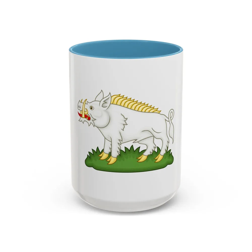 White Boar Badge of Richard III - Accent Coffee Mug-15oz-Light Blue-Go Mug Yourself