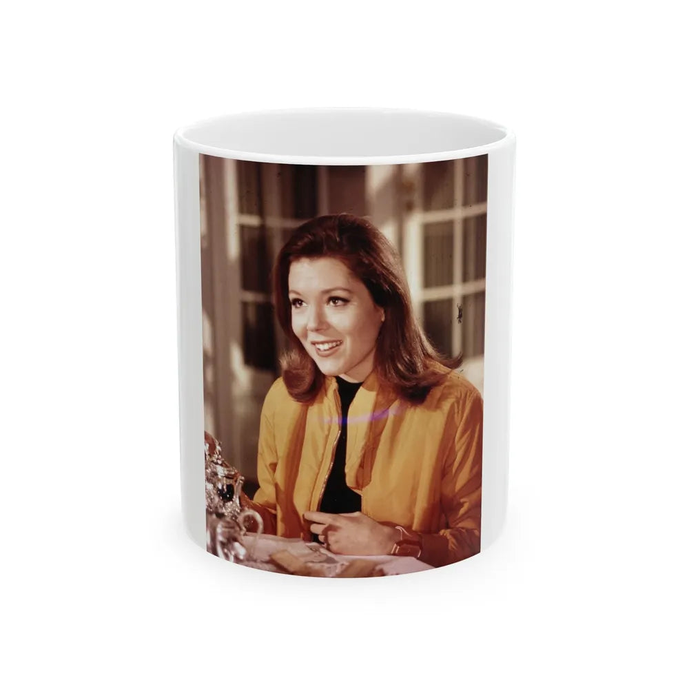 Diana Rigg #35 (Vintage Female Icon) White Coffee Mug-11oz-Go Mug Yourself