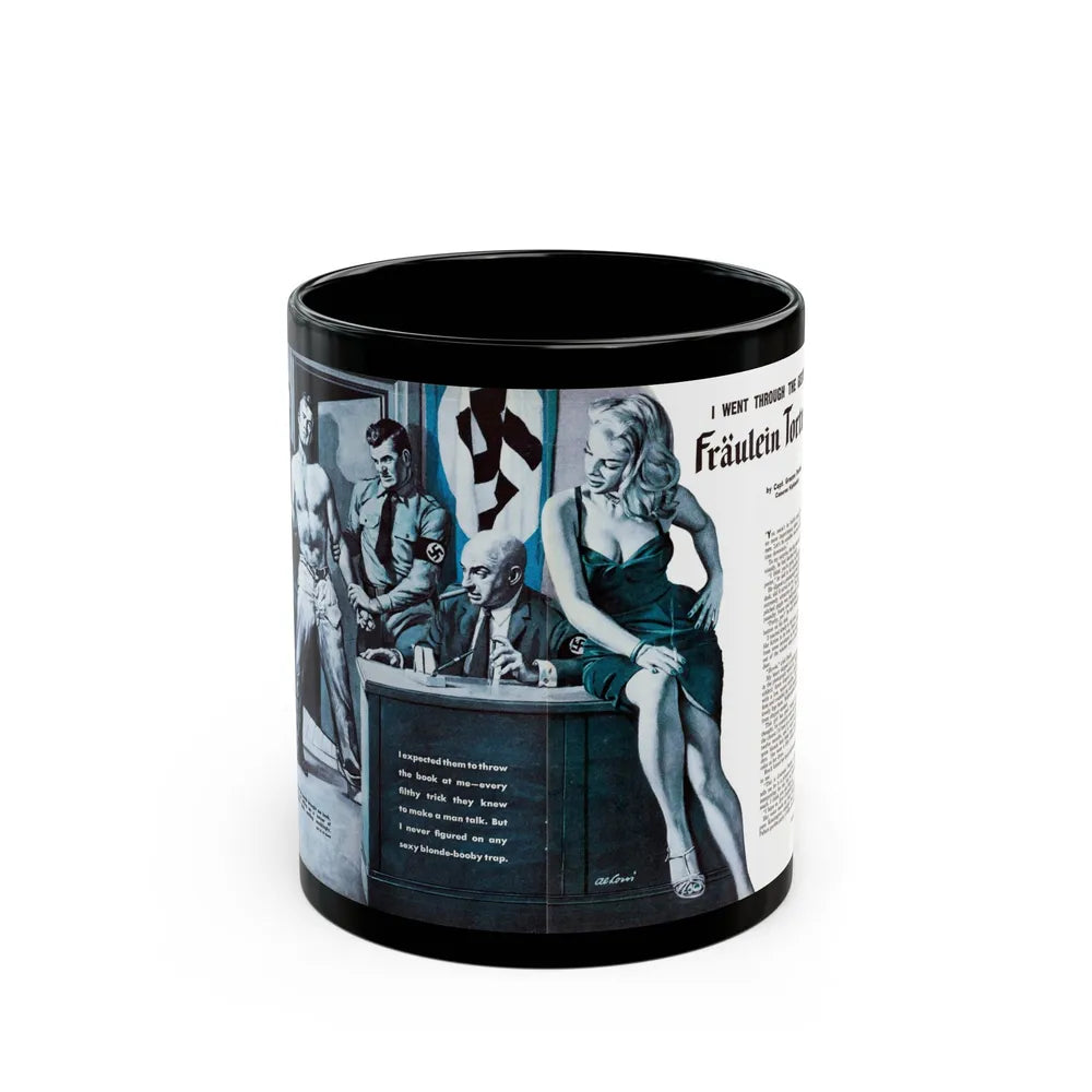 Fraulein Torture, For Men Only, February 1959 - Black Coffee Mug-11oz-Go Mug Yourself