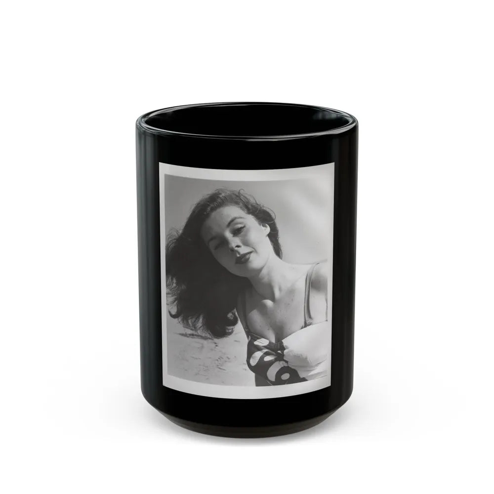 Elaine Stewart #167 - Negative Struck B&W 8x10 50's Head & Upper Body Body 1 Piece Swimsuit Cheesecake HQ Photo (Vintage Female Icon) Black Coffee Mug-15oz-Go Mug Yourself