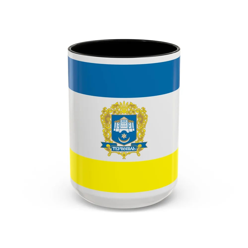 Flag of Ternopil Ukraine - Accent Coffee Mug-15oz-Black-Go Mug Yourself