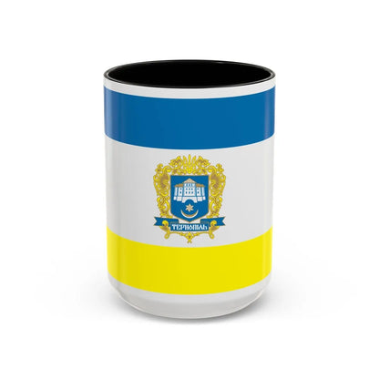 Flag of Ternopil Ukraine - Accent Coffee Mug-15oz-Black-Go Mug Yourself