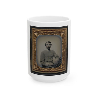 Unidentified Soldier In Confederate Double-Breasted Frock Coat With Single Row Of Braid Denoting The Rank Of Lieutenant (U.S. Civil War) White Coffee Mug
