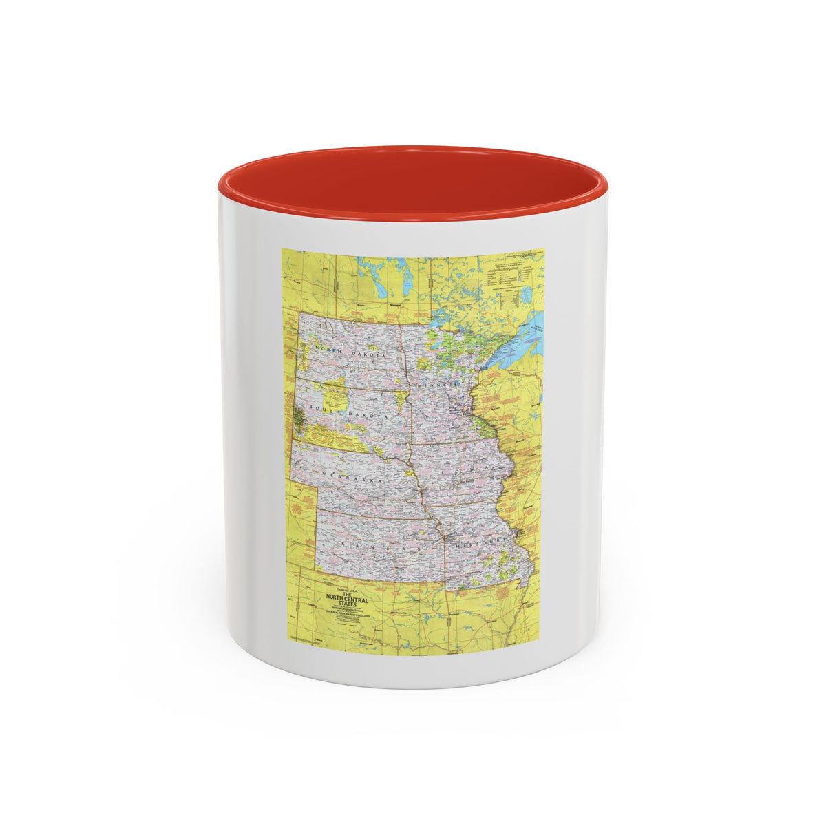 USA - North Central States 1 (1974) (Map) Accent Coffee Mug