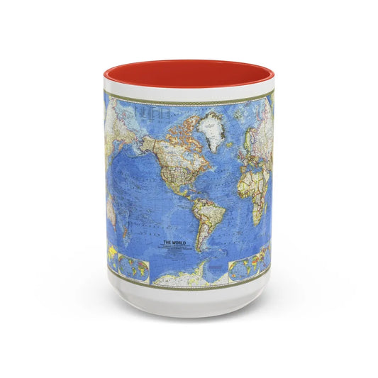 World Map (1965) (Map) Accent Coffee Mug-15oz-Red-Go Mug Yourself