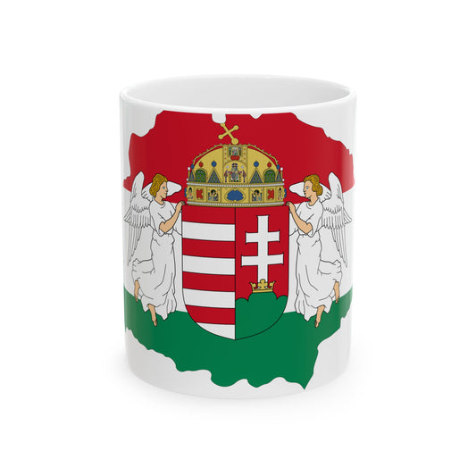 Kingdom of Hungary flag map (Hungary) White Coffee Mug