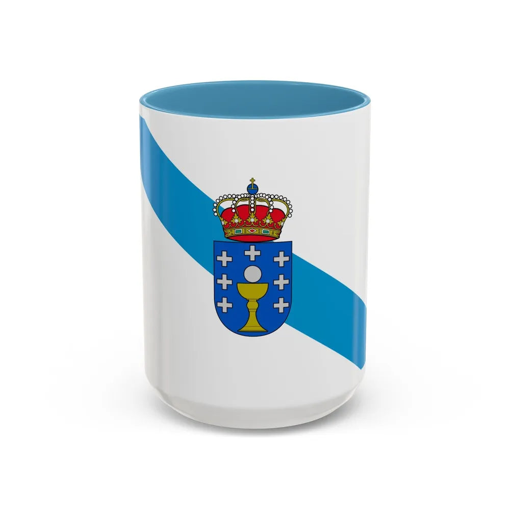 Flag of Galicia Spain - Accent Coffee Mug-15oz-Light Blue-Go Mug Yourself