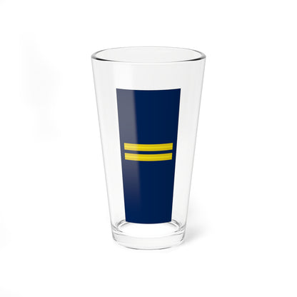 Two groups of three gold horizontal bands with bright yellow centre stripes across a solid navy blue field.