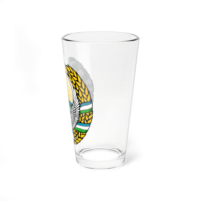 Emblem of Uzbekistan cyrillic (Uzbekistan) (Coat of Arms) Pint Glass 16oz