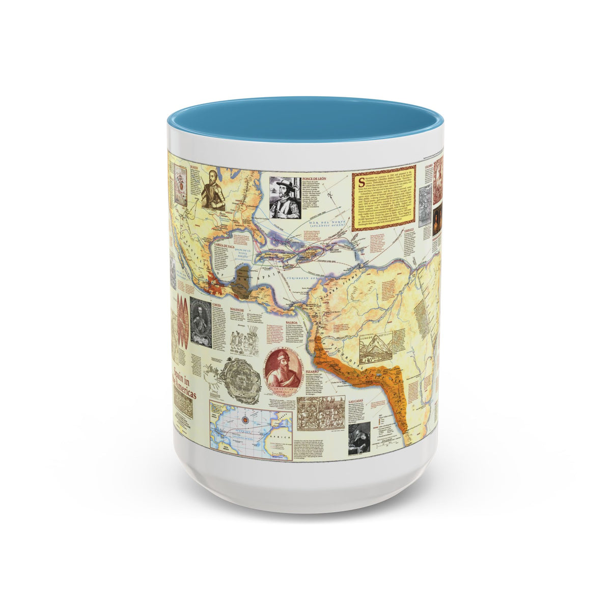 Americas - Spain in the (1992) (Map) Accent Coffee Mug