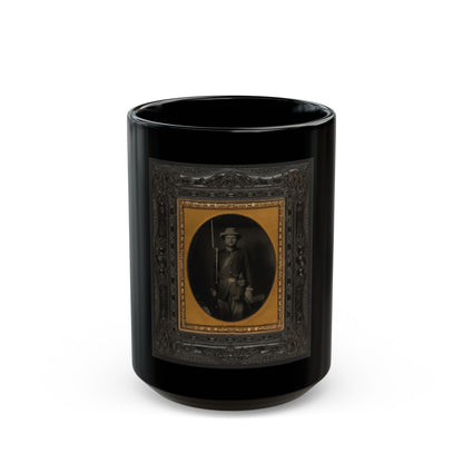 Unidentified Soldier In Union Sack Coat With Holstered Revolver And Bayoneted Musket (U.S. Civil War) Black Coffee Mug