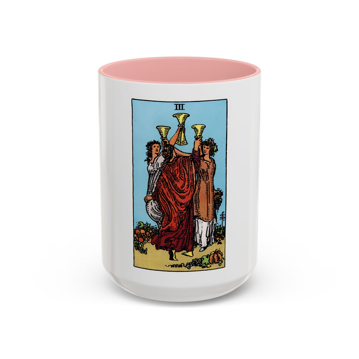 The 3 of Cups (Tarot Card) Accent Coffee Mug