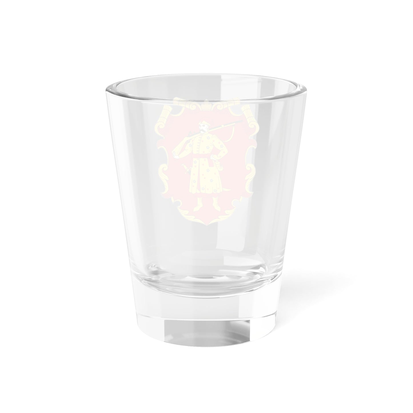 Herb Viyska Zaporozkoho red version (Ukraine) (Coat of Arms) Shot Glass 1.5oz