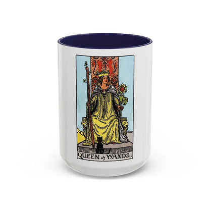 The Queen of Wands (Tarot Card) Accent Coffee Mug-15oz-Navy-Go Mug Yourself