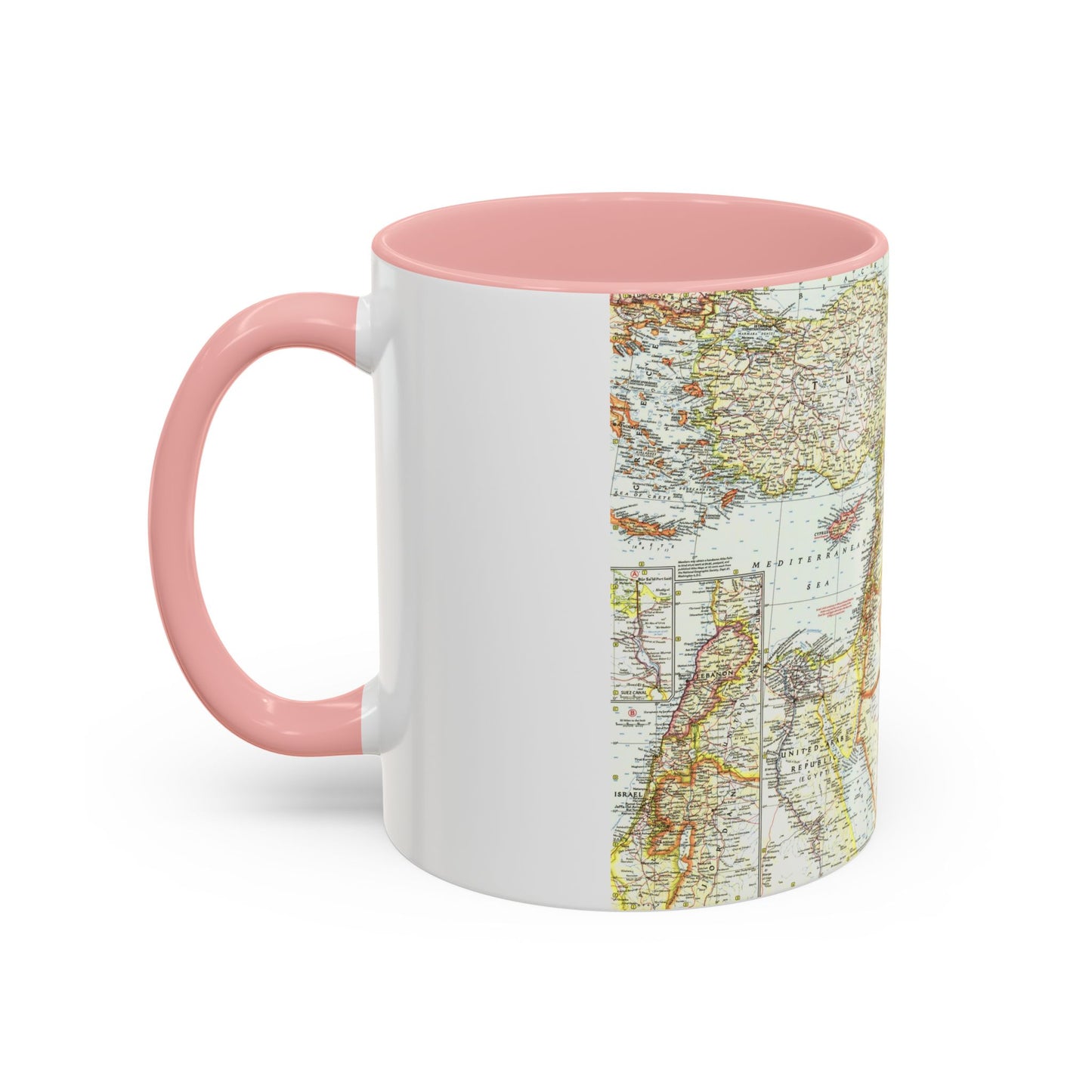 Middle East - The Eastern Mediterranean (1959) (Map) Accent Coffee Mug