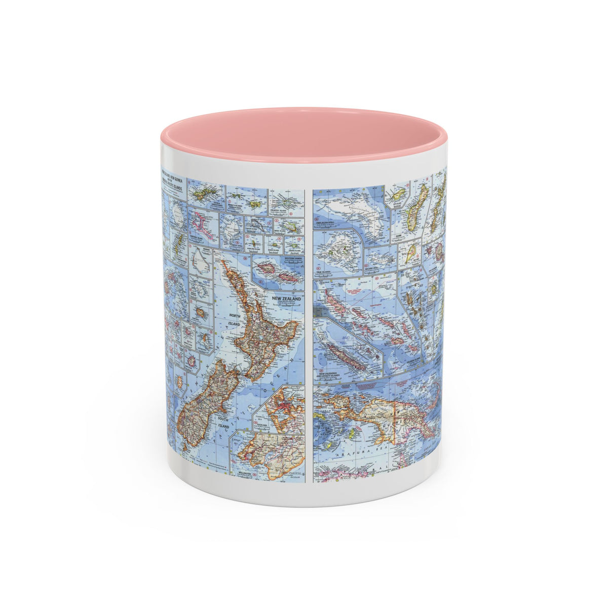 New Zealand, New Guinea (1962) (Map) Accent Coffee Mug
