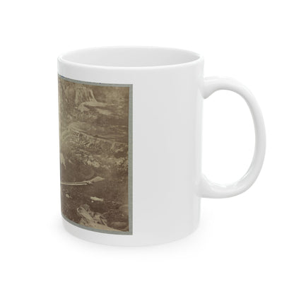 Battlefield Of Gettysburg. Dead Confederate Sharpshooter At Foot Of Little Round Top (U.S. Civil War) White Coffee Mug