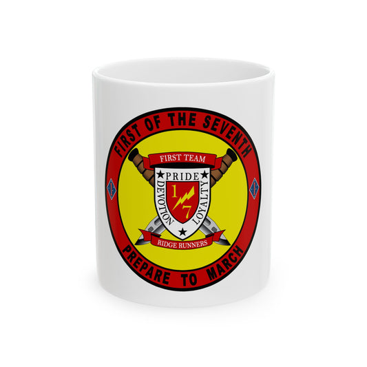 1st Battalion 7th Marines (USMC) White Coffee Mug