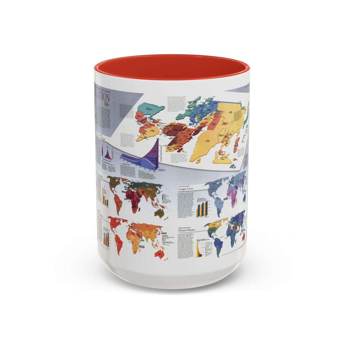 World Map - Population (1998) (Map) Accent Coffee Mug