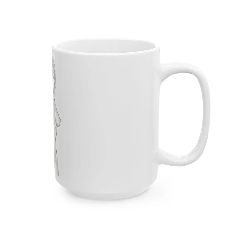 Linda Blair #170 - Nude Pencil Drawing (Vintage Female Icon) White Coffee Mug-Go Mug Yourself