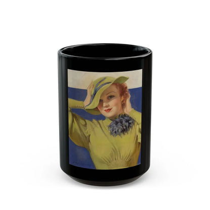 Blue-eyed Beauty, American magazine cover, April 1934 - Black Coffee Mug-15oz-Go Mug Yourself