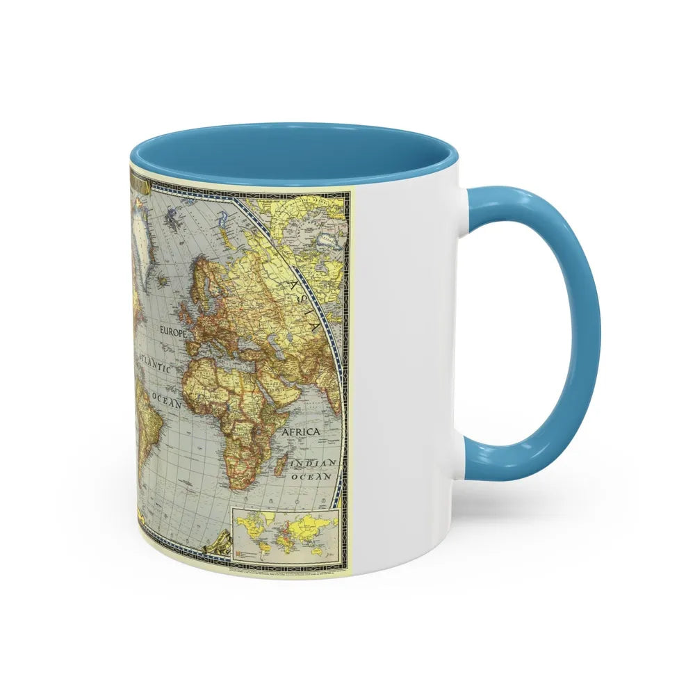 World Map (1943) (Map) Accent Coffee Mug-Go Mug Yourself