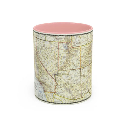 USA - Southwestern (1948) (Map) Accent Coffee Mug-11oz-Pink-Go Mug Yourself