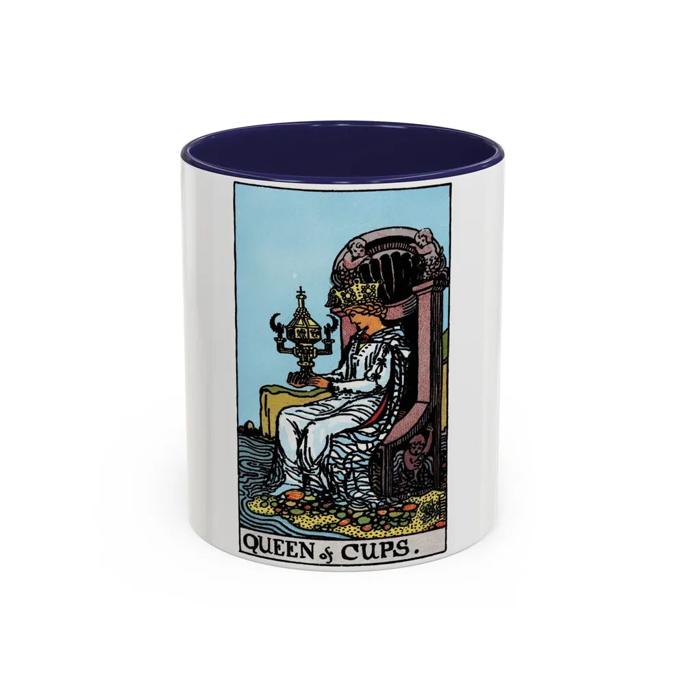 The Queen of Cups (Tarot Card) Accent Coffee Mug-11oz-Navy-Go Mug Yourself