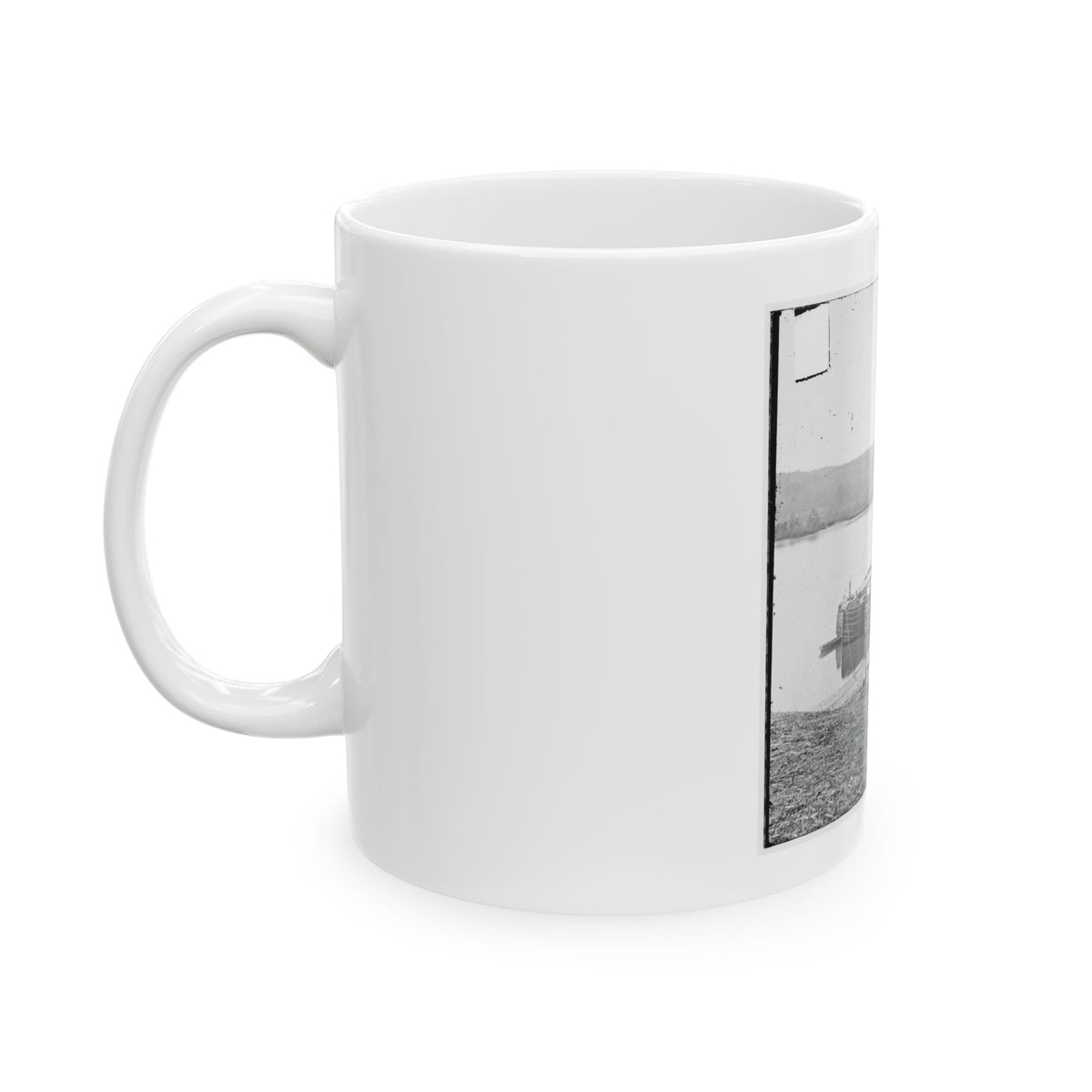 Aiken's Landing, Va.  Double-Turreted Monitor U.S.S. Onondaga On The James (U.S. Civil War) White Coffee Mug