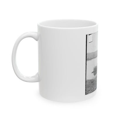 Aiken's Landing, Va.  Double-Turreted Monitor U.S.S. Onondaga On The James (U.S. Civil War) White Coffee Mug
