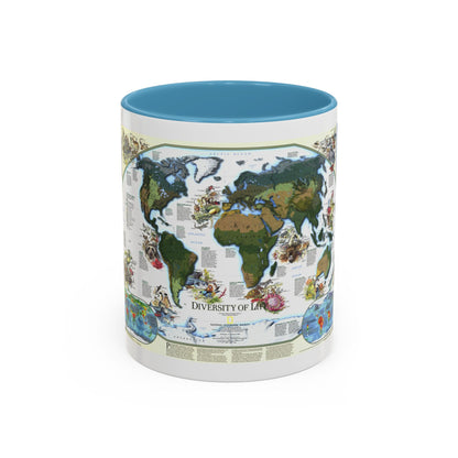 World Map - Diversity of Life (1999) (Map) Accent Coffee Mug
