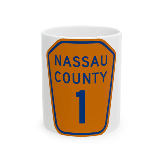 Nassau County 1 NY (New York) (Road Sign) White Coffee Mug