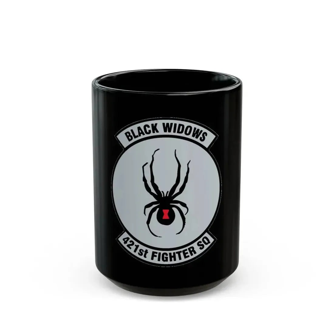 421st Fighter Squadron Black Widows (U.S. Air Force) Black Coffee Mug 15oz - Go Mug Yourself