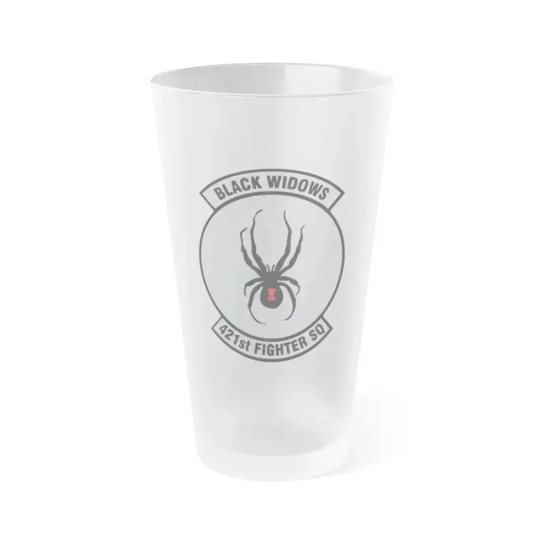 421st Fighter Squadron Black Widows (U.S. Air Force) Frosted Pint Glass 16oz 16oz Frosted - Go Mug Yourself