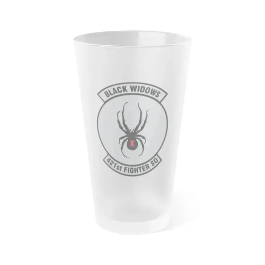 421st Fighter Squadron Black Widows (U.S. Air Force) Frosted Pint Glass 16oz 16oz Frosted - Go Mug Yourself