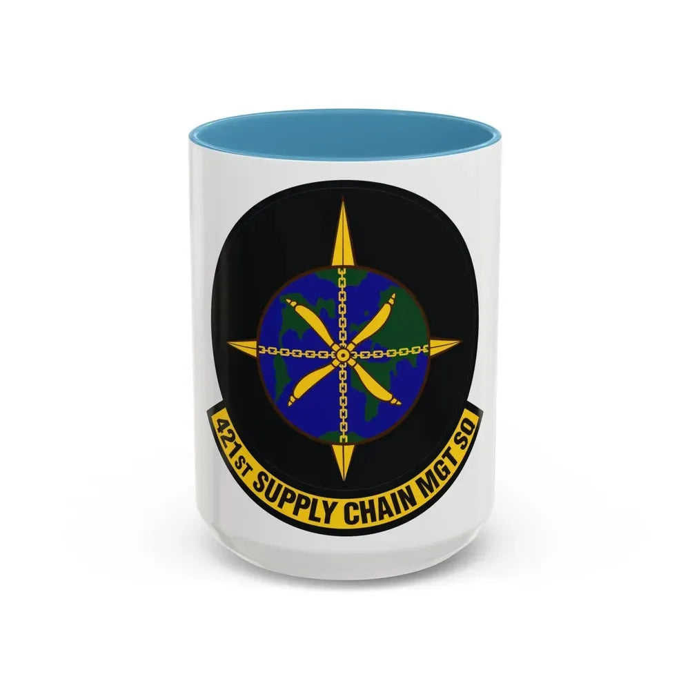 421st Supply Chain Management Squadron (U.S. Air Force) Accent Coffee Mug 15oz Light Blue - Go Mug Yourself