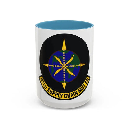 421st Supply Chain Management Squadron (U.S. Air Force) Accent Coffee Mug 15oz Light Blue - Go Mug Yourself