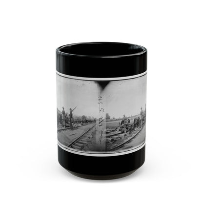 Manassas Junction, Va. Soldiers Beside Damaged Rolling Stock Of The Orange & Alexandria Railroad (U.S. Civil War) Black Coffee Mug