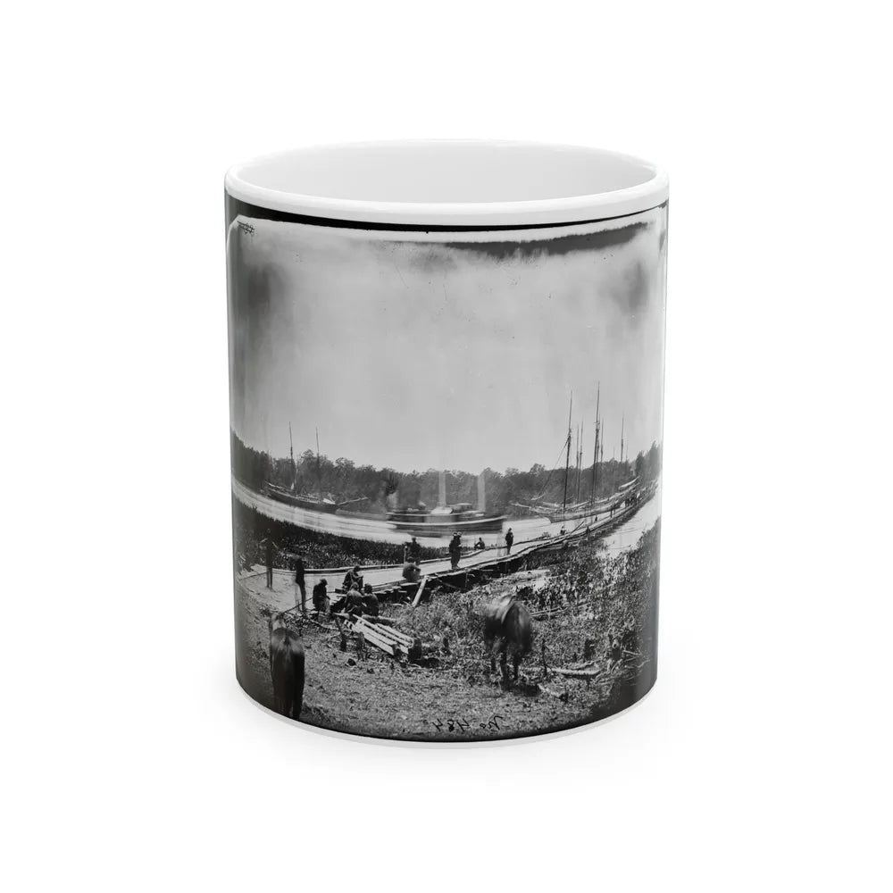 James River, Va. Pontoon Bridge (U.S. Civil War) White Coffee Mug-11oz-Go Mug Yourself