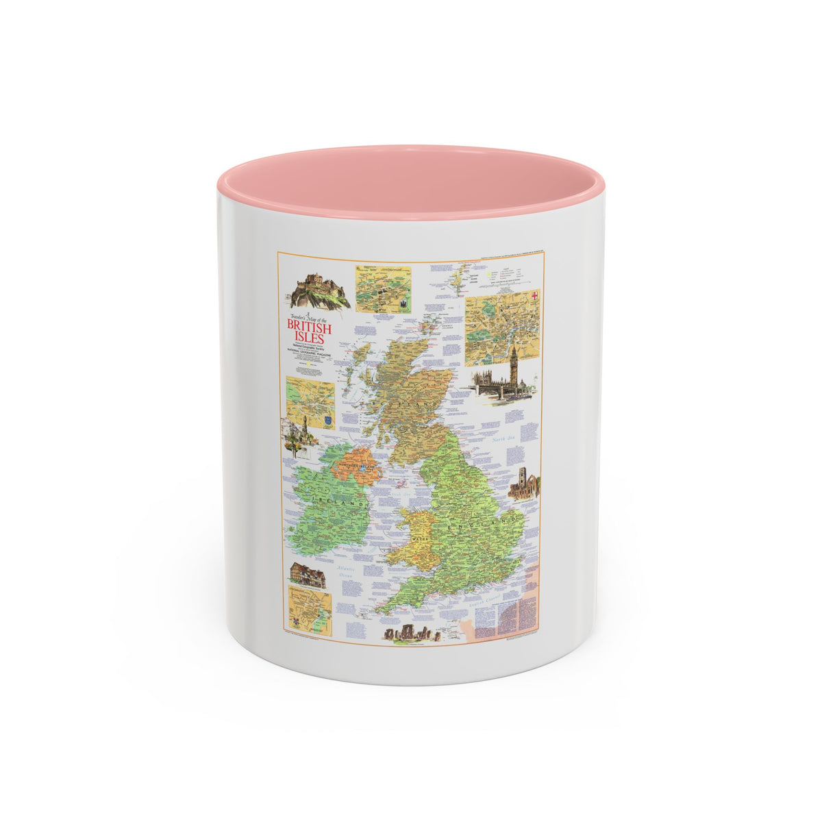 British Isles - A Traveller's Map 1 (1974) (Map) Accent Coffee Mug