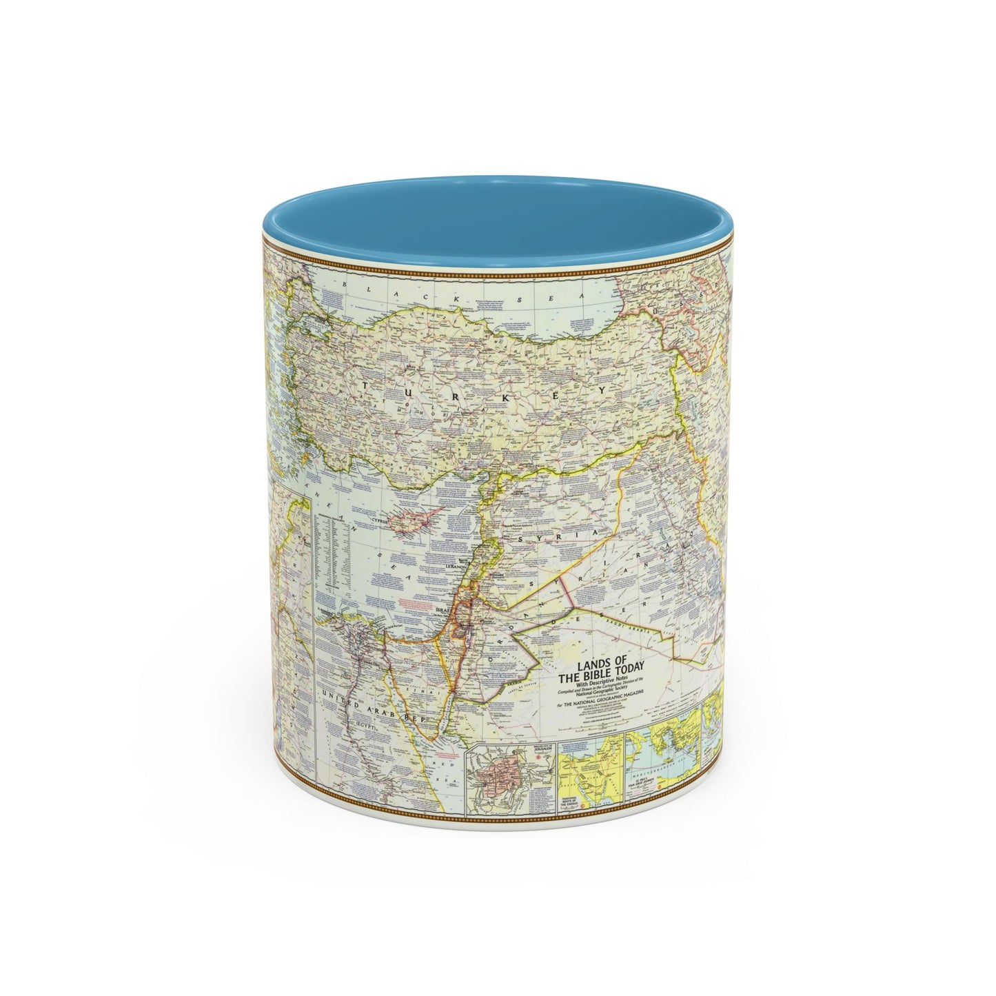 Middle East - Lands of the Bible Today (1967) (Map) Accent Coffee Mug