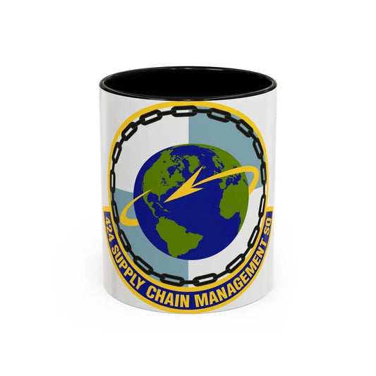 424th Supply Chain Management Squadron (U.S. Air Force) Accent Coffee Mug 11oz Black - Go Mug Yourself