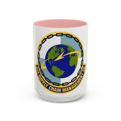 424th Supply Chain Management Squadron (U.S. Air Force) Accent Coffee Mug 15oz Pink - Go Mug Yourself